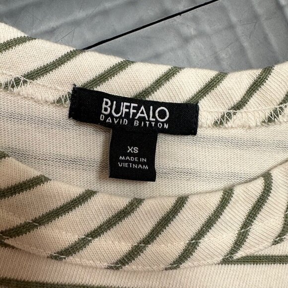 BUFFALO DAVID BITTON SHIRT DRESS WOMENS XS CREAM AND GREEN - Picture 4 of 6